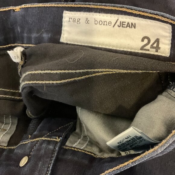 Rag & Bone Jean 10" Crop Flare 24 Raw Hem Dune Dark Blue Wash - Picture 11 of 11